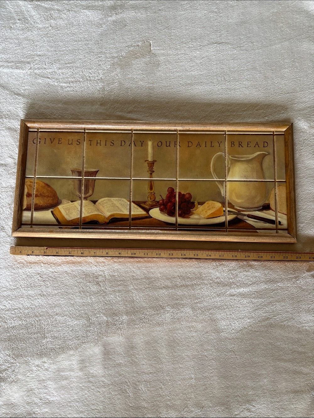'Give Us This Day Our Daily Bread' Framed Tile Art - Neutral Tones - Picture 2 of 7